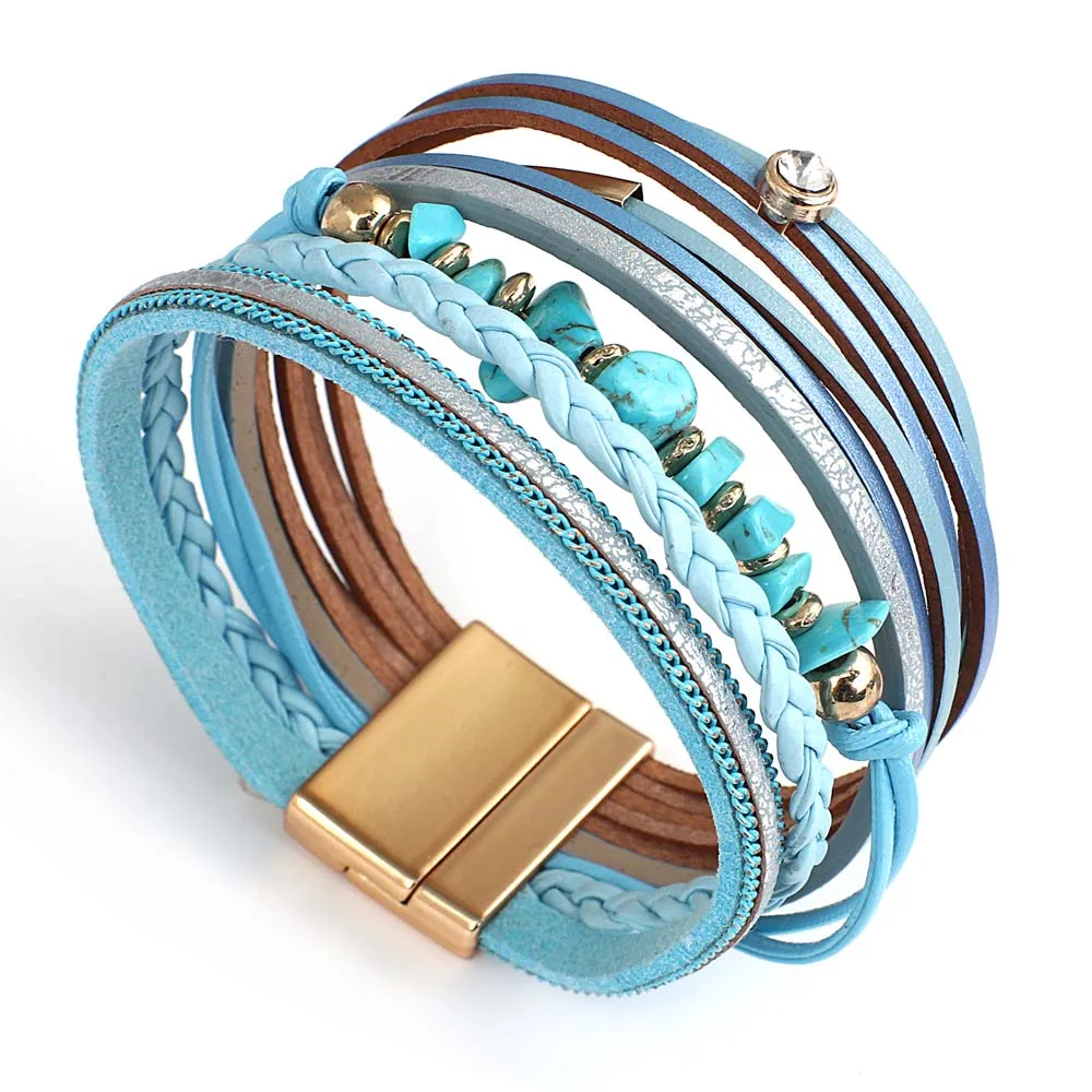 Turquoise Stone Metallic Rope Belt