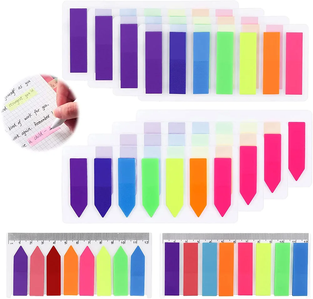 200 Sheets Bookmarks Stickers Clear Sticky Notes Fluorescent Small Index Tabs Flags To Do List Planners School Office Stationery