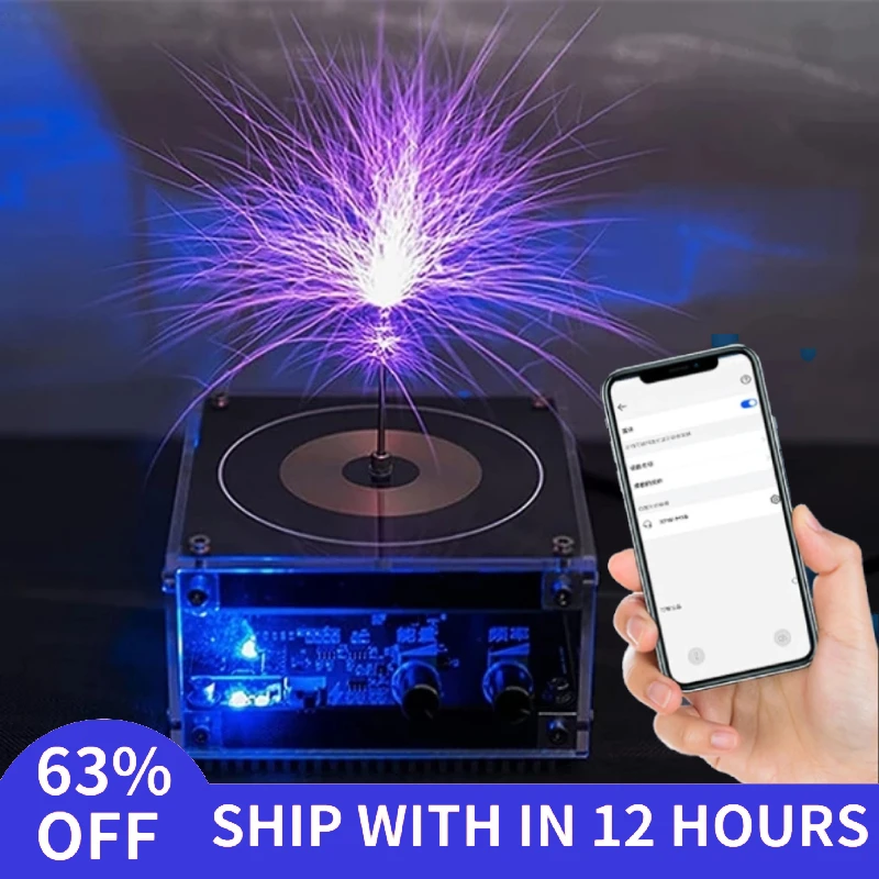 Tesla Coil Speaker AC110-240V 120W Palm Tesla Coil High Frequency Voltage Pulse Bluetooth-compatible Music Electric Arc Generato