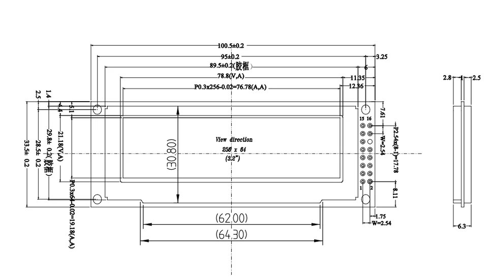 ÉCran OLED 3.12 Pouces 256X64 25664 Points Affichage Du Module LCD Graphique Ecran Lcm Controleur Ssd1322 Prise En Charge Spi Jaune