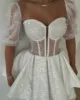 SoDoigne Shiny A Line Mini Wedding Dresses Sweetheart Short Sleeves Boning Corset Evening Party Dresses Bride Dress for Women 1