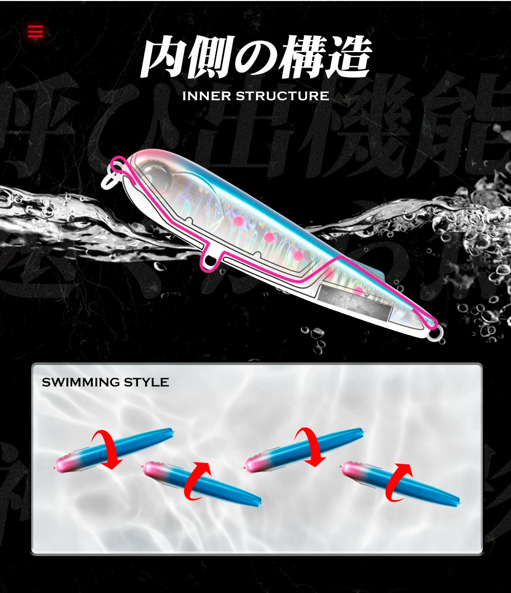 Hunthouse Schwimm Bleistift Lure Angeln Wobbler WTD 95mm/18g Salzwasser Stickbait Topwater Oberfläche Pesca Stick Bass Kunststoff walker – Detail 6