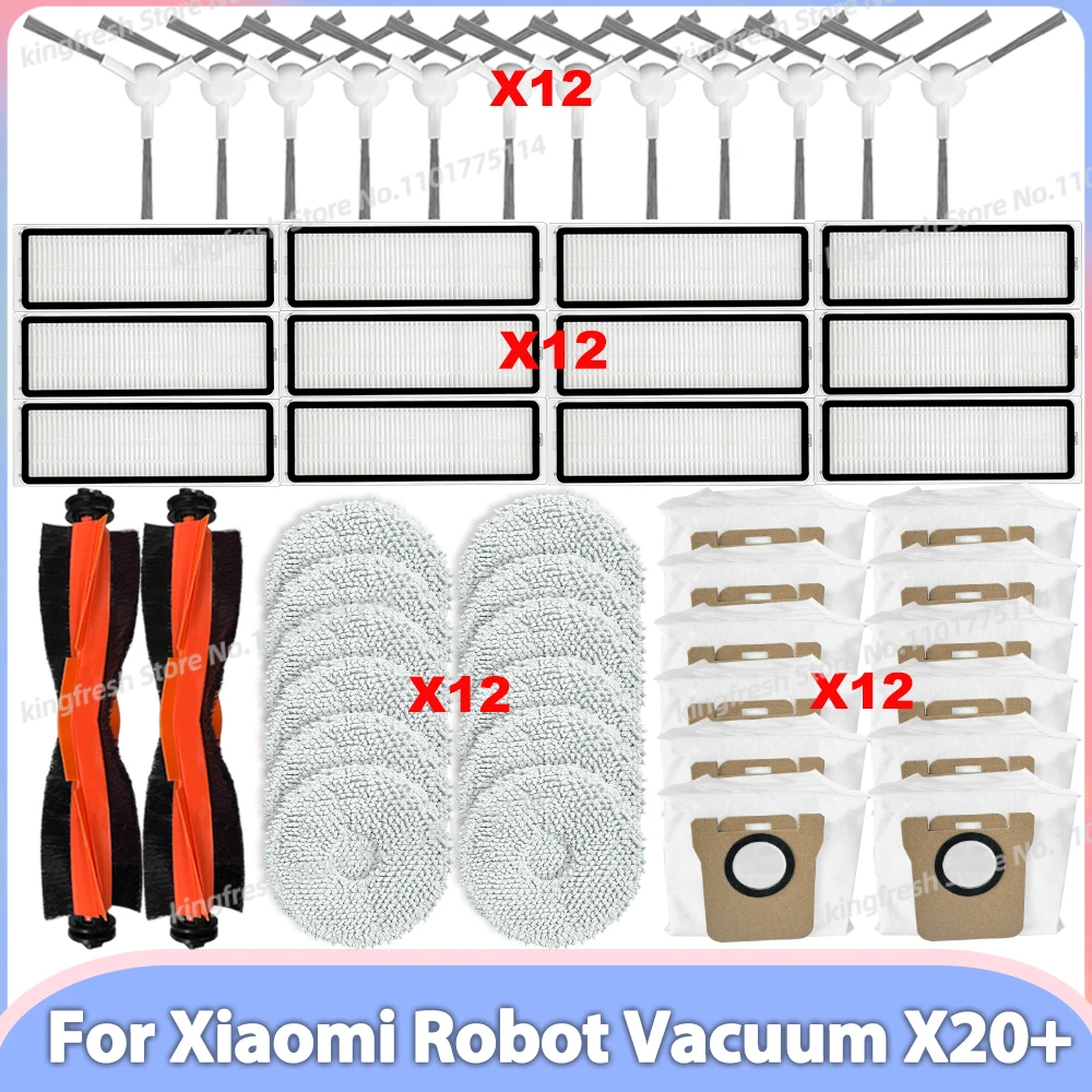 

Fit For Xiaomi Robot Vacuum X20+ / X20 Plus Replacement Parts Accessories Main Roller Side Brush Hepa Filter Mop Cloth Dust Bag