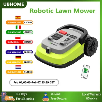 Robot rasaerba UBHOME M10 - Wireless, 1000 m2, autonomia di 90 minuti, inclinazione del 55%, tosaerba robotizzato RTK+AI Vision con controllo tramite app