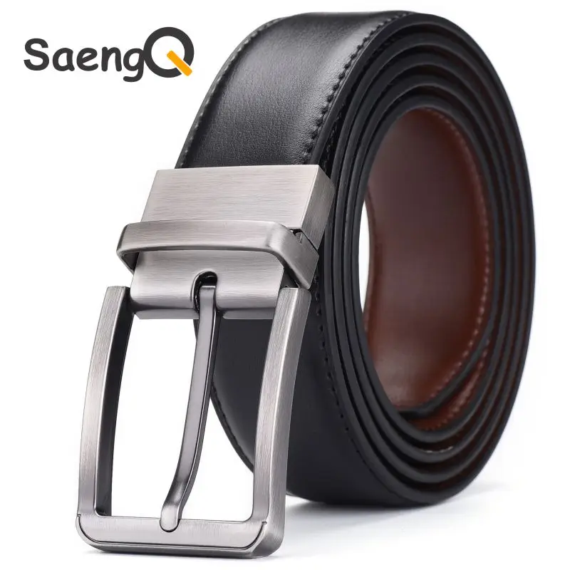 Genuine Leather Belt Double sided belt Men Belt Laser engraving Luxury Strap Male Belt New Fashion Retro pin buckle High Quality