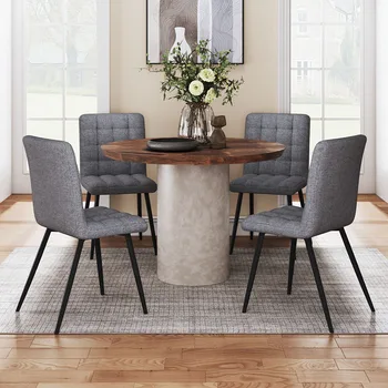 Voltsify 4Pcs Tufted Modern Armless Dining Chairs with Metal Legs