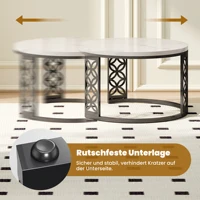 Ensemble de 2 tables basses, tables d'appoint rondes modernes, table de salon avec un design en marbre, structure en métal et plateau en MDF 7