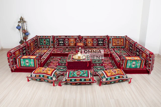 Ethnic Anatolian Floor Seating Sofa, Floor Cushions, Arabic Sofa