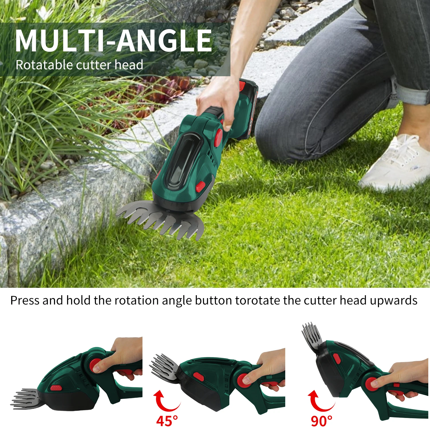 Elektrische Heckenschere 2-in-1 Kabellose Gras- & Strauchschere Handgeführtes Haushalts-Strauchentfernungs- und Beschneidungswerkzeug Gartenpflegewerkzeug – Detail 7