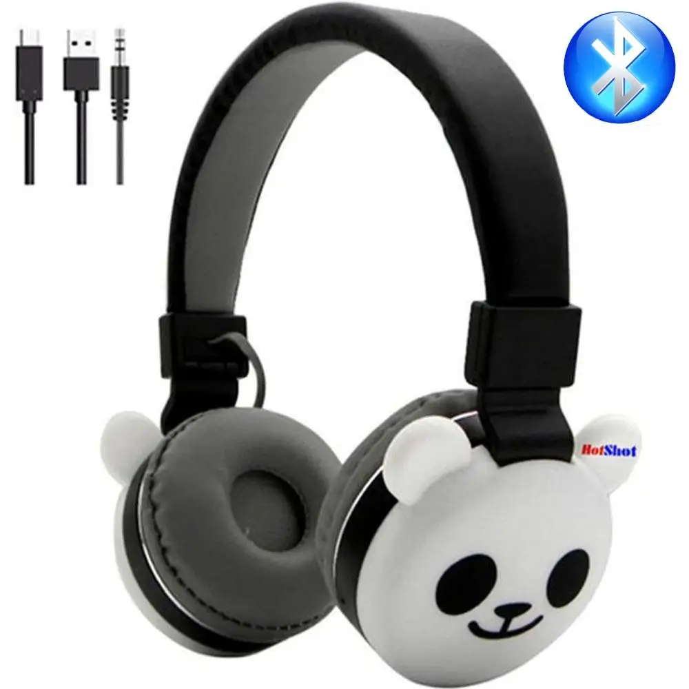Auriculares 3D Diseño de Panda, MXOFU-001, Negro, Jack 3.5mm, Audífonos Bluetooth