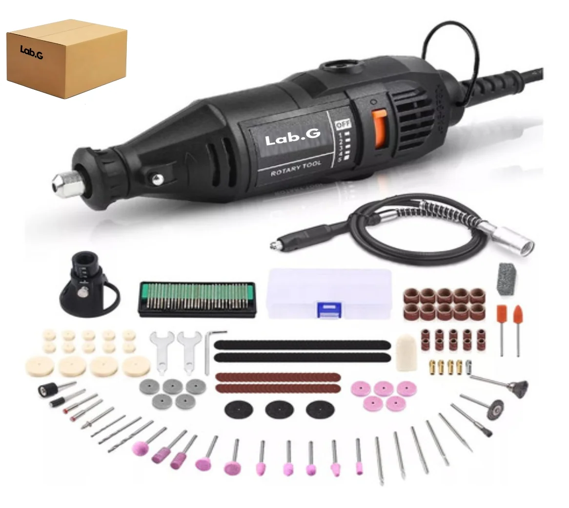 Mini Taladro Mototool Pulido Con 250 Accesorios Negro Lab.G