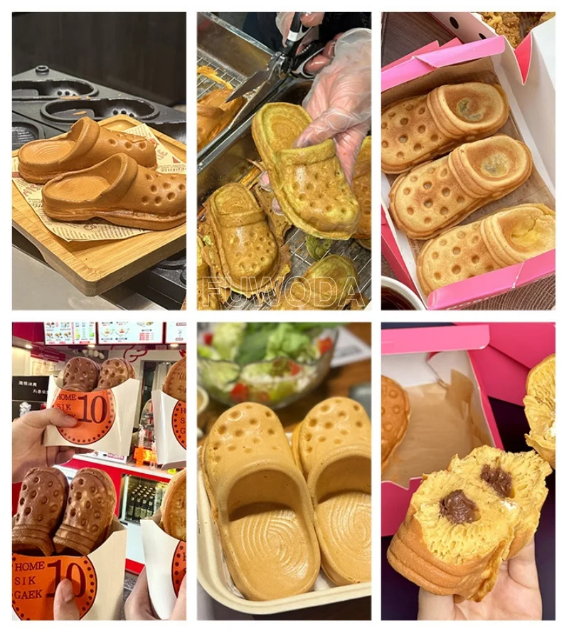 Stainless Steel Crocs Shape Waffle Maker Non-Stick 3D Hole Design
