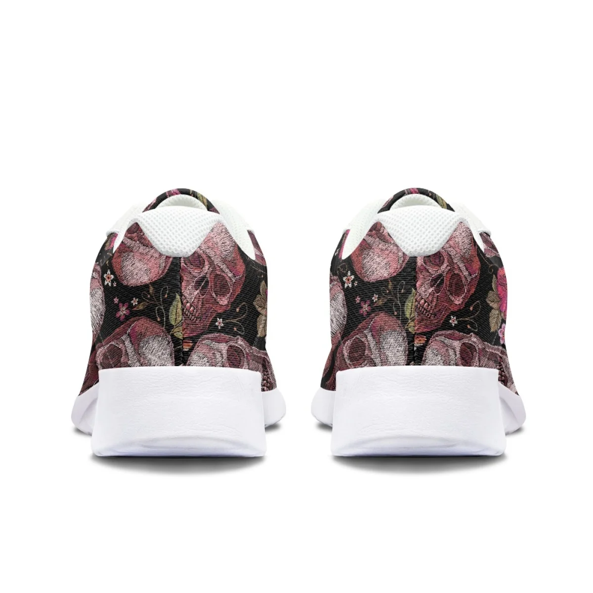 Skull Flowers Print Women's Sneaker Wear-resistant Dirt Resistant Cozy Outdoor Running Shoes Lightweight Breathable Walking Shoe