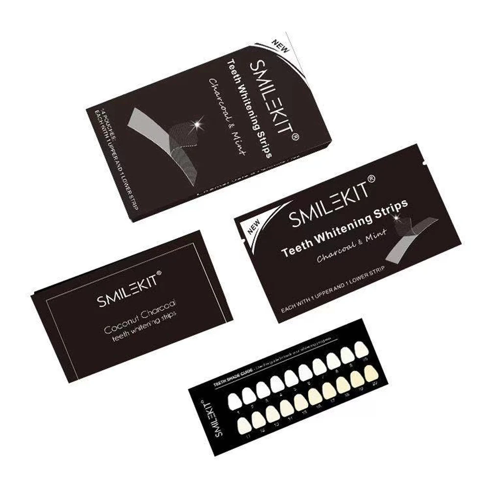 Teeth Whitening Gel Strips Professional Oral Hygiene Care Double Elastic Tooth Bleaching Strip False Teeth Veneers Tool 7 Pairs teeth whitening strips