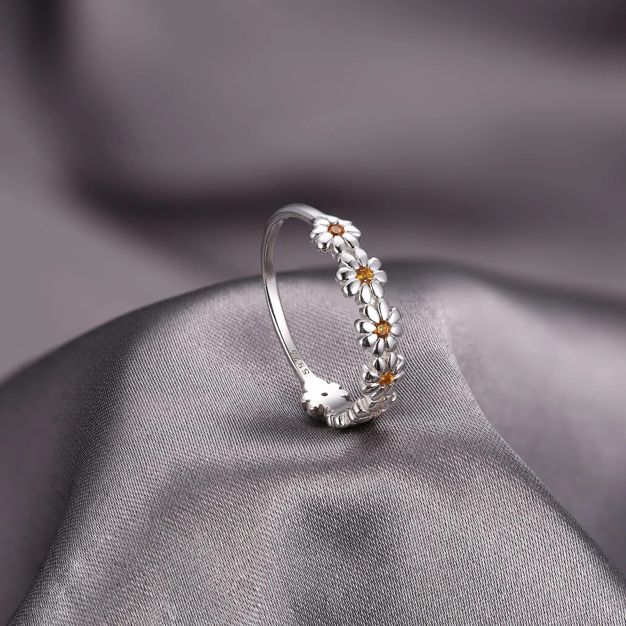 Fansilver デイジーリング S925 スターリングシルバー結婚指輪女性用