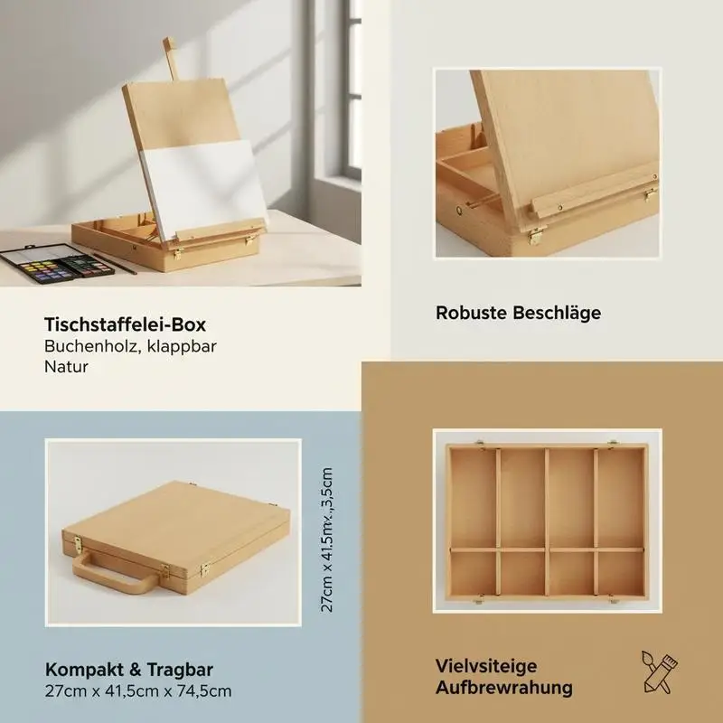 Multifunktionaler, zusammenklappbarer Farbhalter, ideal für Mal- und Skizzenpräsentationsbücher und Tablets, einfach zu transportieren. – Detail 3
