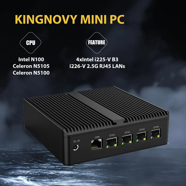 KingnovyPC Firewall Micro Appliance 4 Port i225/i226 2.5GbE LAN Fanless  Mini PC N5105 N100 AES-NI VPN Router Openwrt Barebone - AliExpress