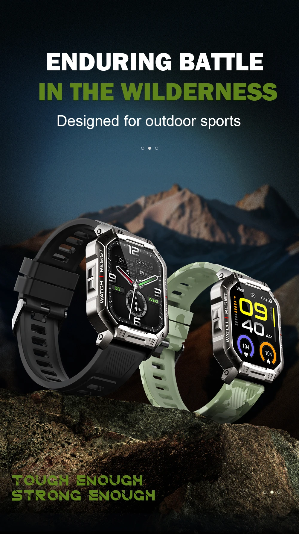 Gadgend new bluetooth call smart watch men outdoor sports fitness tracker health monitor bracelet big battery life 410mah