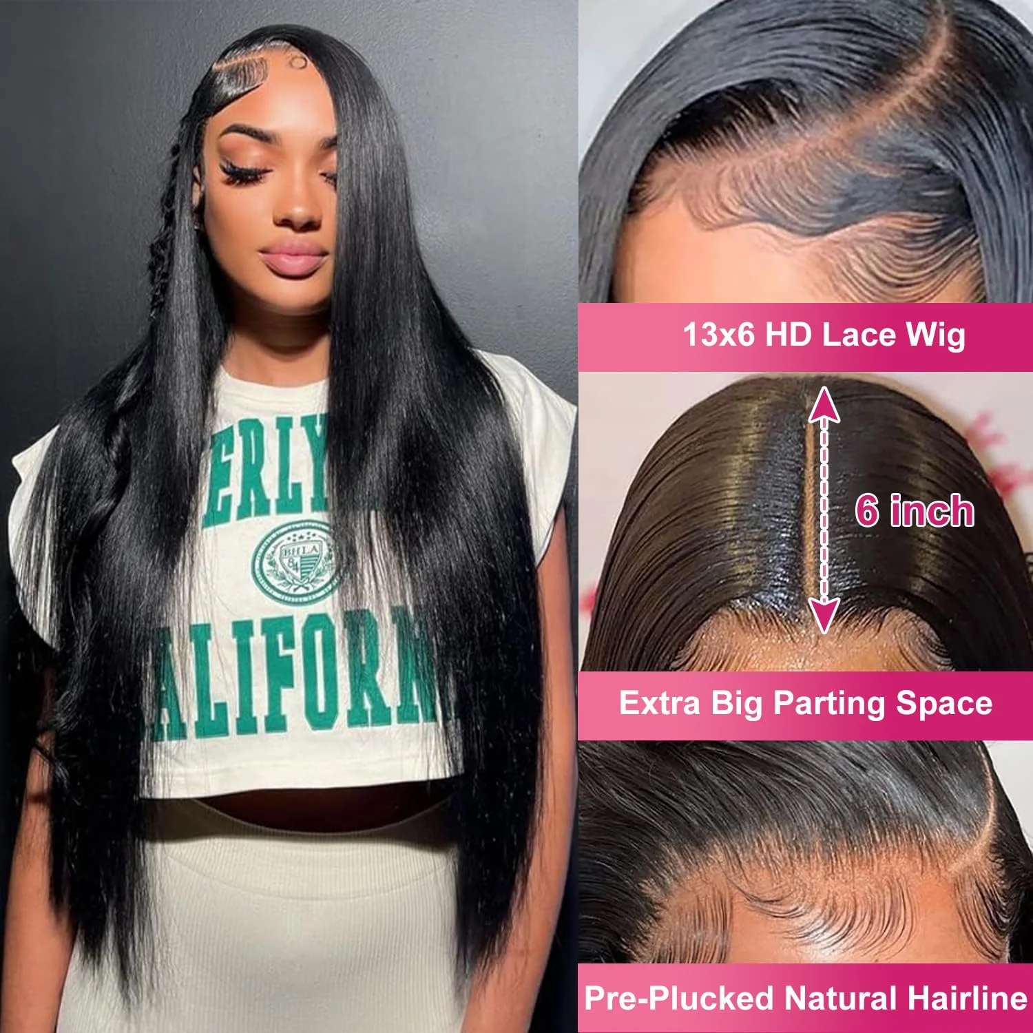 300% Brazilian Bone Straight Lace Front Human Hair Wig 13x6 Hd Lace Frontal For Women Glueless Wigs 100% Human Hair 30 36inch - Image 2
