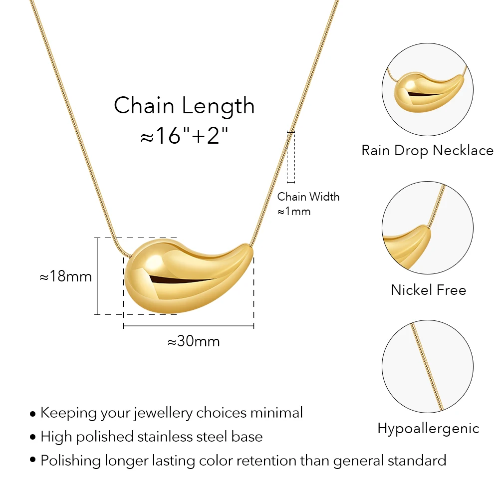 ENFASHION Collares Para Mujer Hollow Rain Drop Necklace For Women's Stainless Steel 18k Gold Plated Jewelry BIrthday P233419