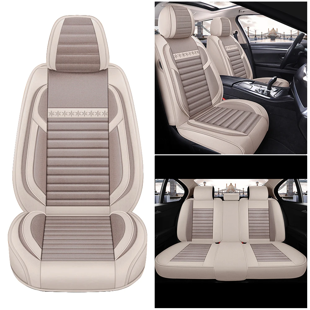 Universal Auto Sitz Abdeckung Schutz Leinen Vordere Reihe Mit rückenlehne Flachs Sommer Kissen Pad Matte Limousine Suv Pick-up auto Innen – Detail 4