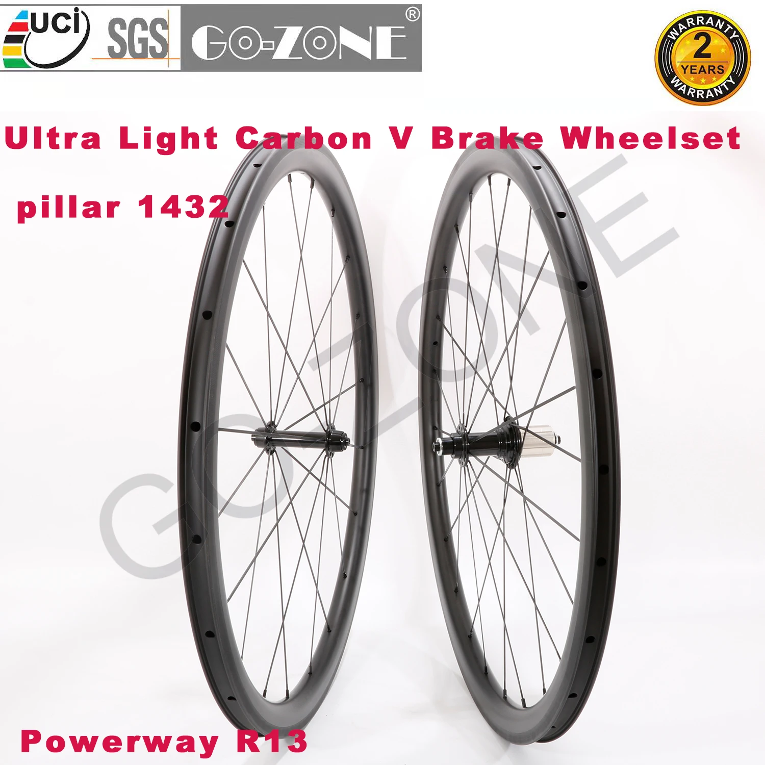 

Ultra Light Carbon 700c Wheelset V Brake Powerway R13 Strong And Sturdy Clincher Tubeless 20/24H Carbon Road Rim Brake Wheels