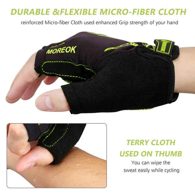 MOREOK Bike Gloves Breathable 5mm Gel Pads MTB Mountain Road Bicycle Gloves Shock-absorbing Half Finger Cycling Gloves Men Women 3