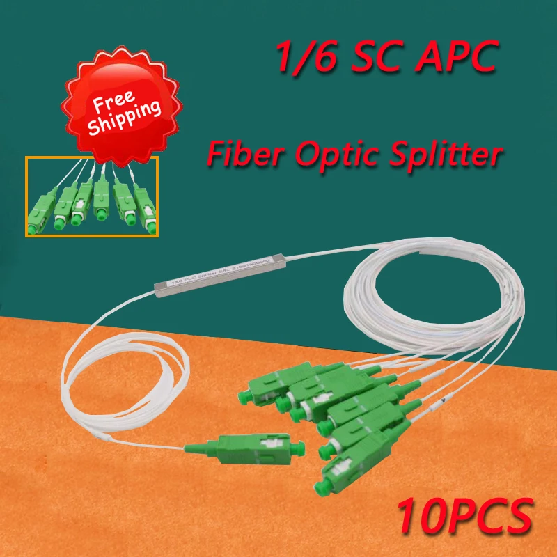 10 Pz/Lotto Plc Splitter Ottico Sc Apc 1X6 Ftth Fibra Ottica Splitter Fbt Accoppiatore Ottico Monomodale Tubo D'Acciaio Spedizione Gratuita