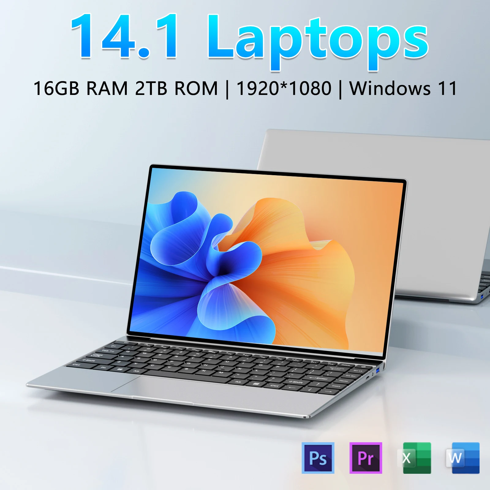 Ultra-Slim Laptop 14.1' FHD Anti-Glare Intel CPU 16 GB RAM 2 TB SSD Windows 11 Multilingual Office Study For Business Travel