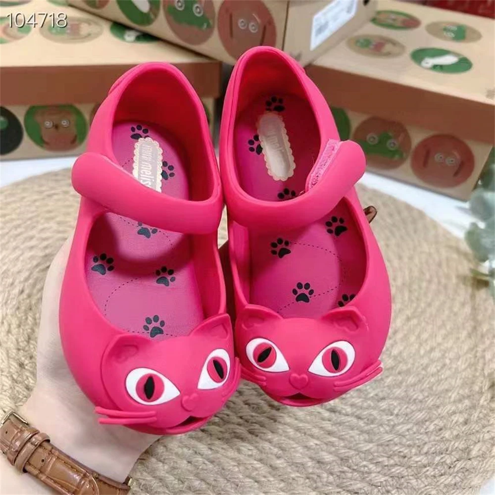 2023 Mini Melissa Beach Sandals New Summer Cute Cat Jelly Shoes Girls Non-Slip Kids Toddler Shoes Spring Summer Sandals