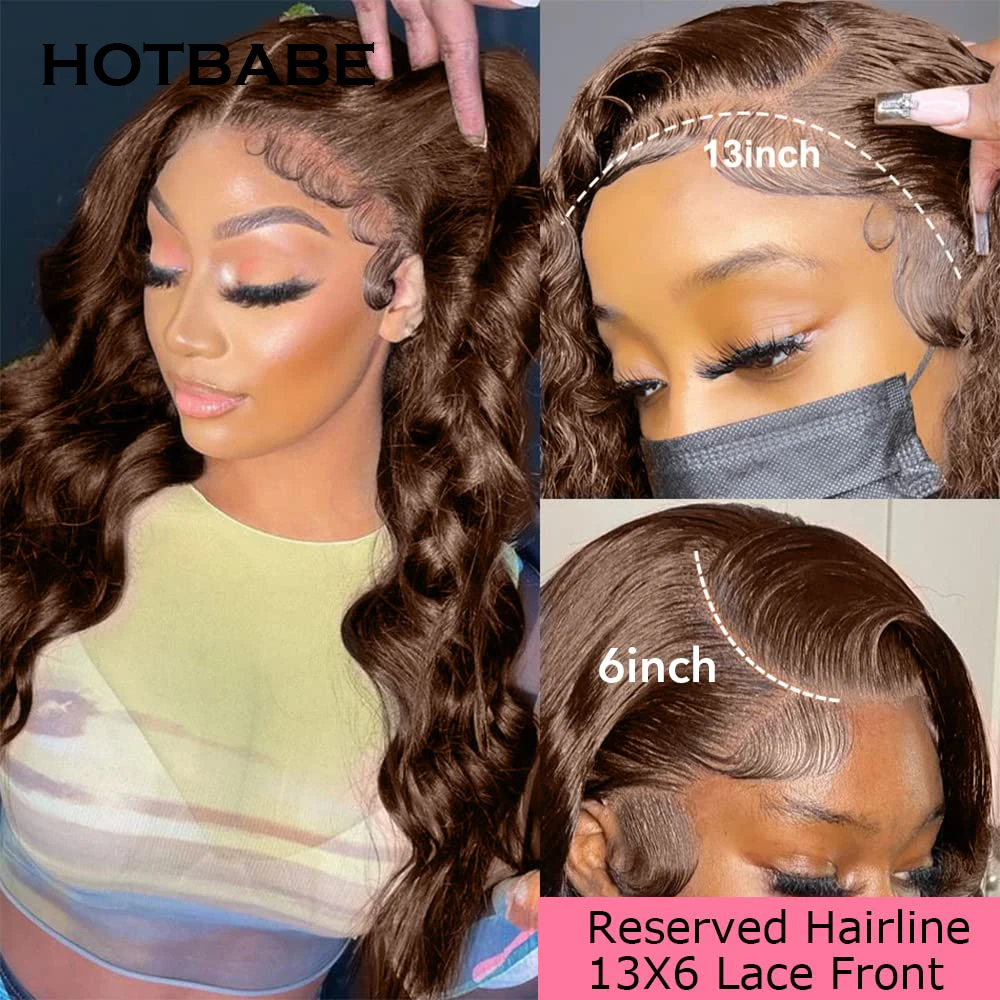 250 Density Brown colored 13x4/13x6 Lace Front Wig Human Hair Brazilian Pre Plucked Body Wave HD Lace Frontal Wig Remy Hair