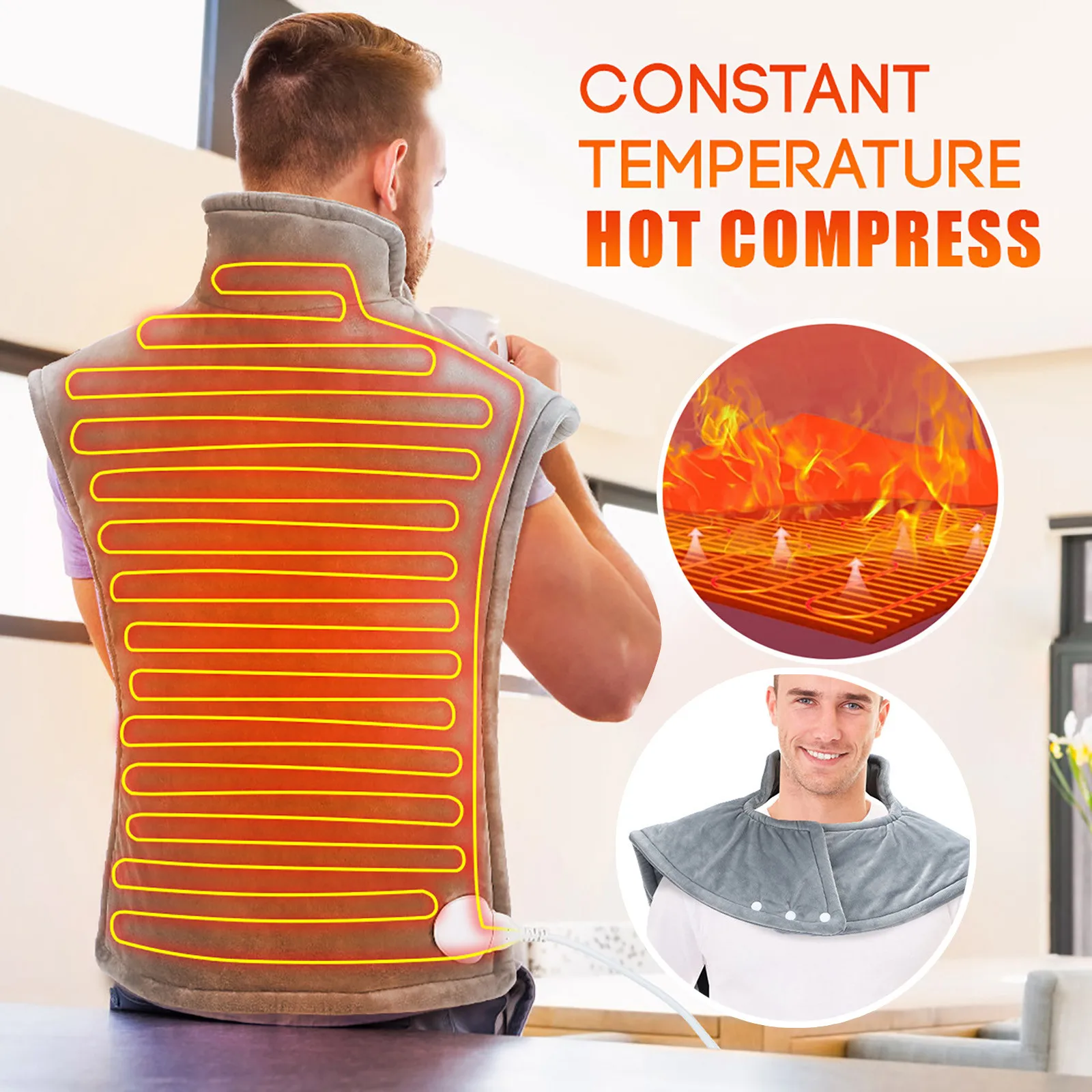 ElectricHeatBlanketforBackPainsRelievePadHeatedVestMat