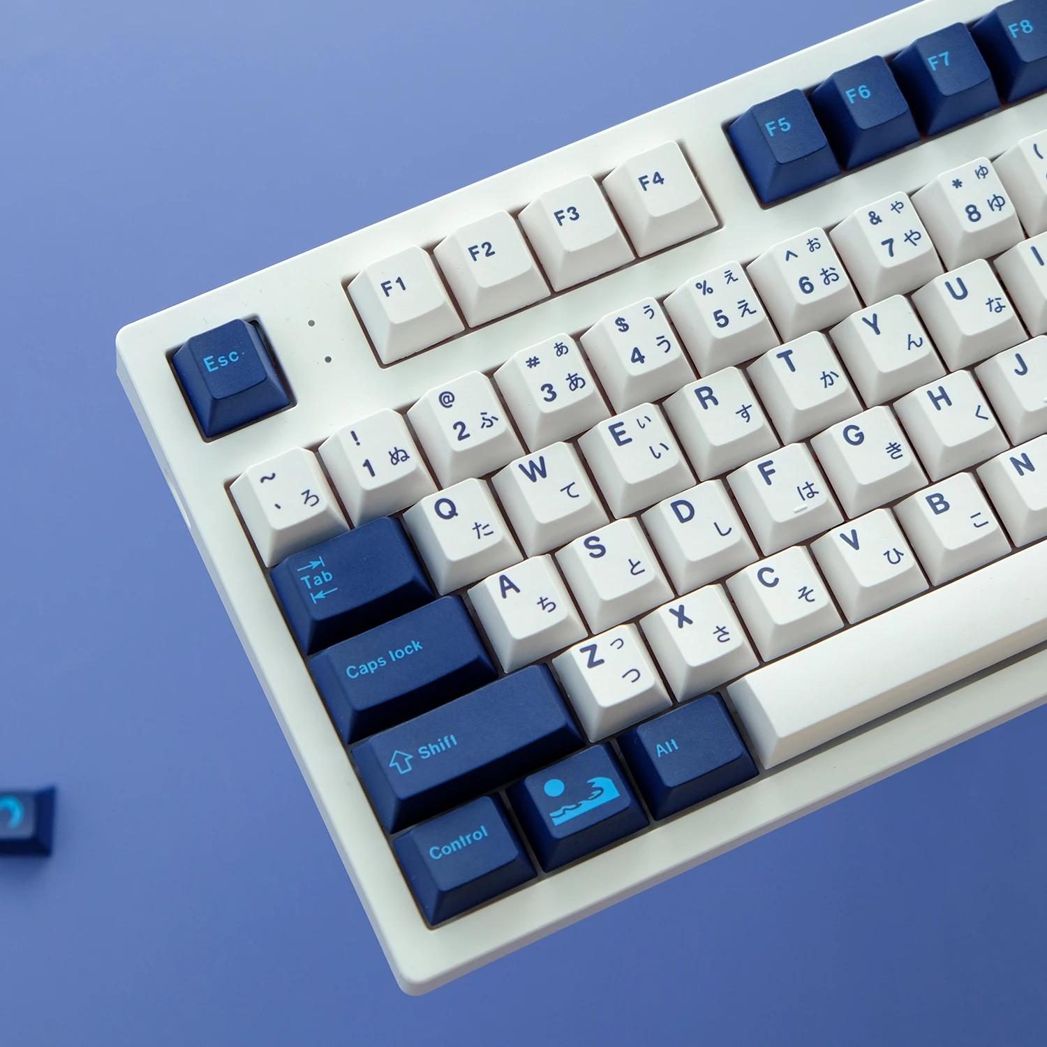 Teclas Azul Lua Keycaps Cereja Perfil Pbt Tintura Sublimação Teclado Mecânico para mx Switch 1.75u 2u Deslocamento 6.25u 7u 134 - Imagem 4