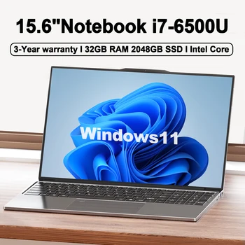 Laptop ultra sottile da 15,6" Intel Core i7-6500U Notebook Gamer Windows 11 32 GB di RAM 2048 GB SSD 1920 * 1080 Display Computer da studio per ufficio 1