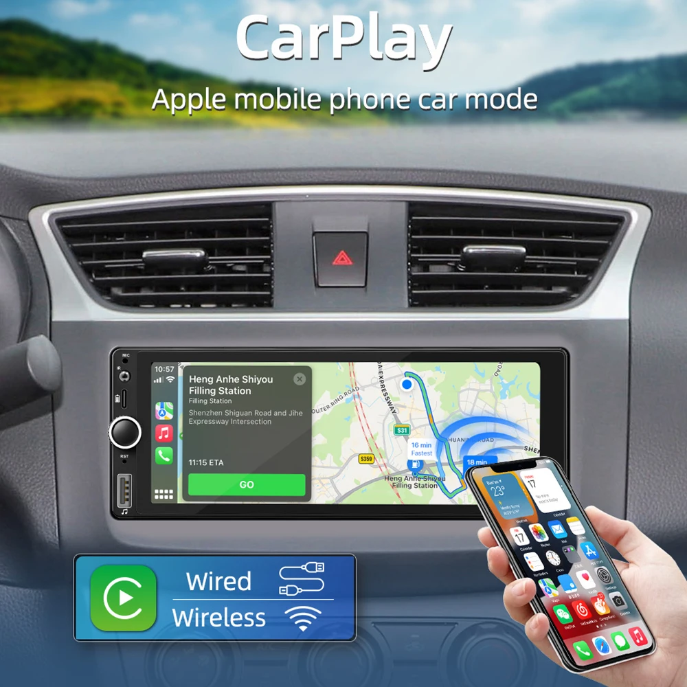 1 Din MP5 Car Radio 6.86'' MP5 Player Wired Carplay Android Auto Universal Multimedia Player Mirror Link Car Stereo 2 1 Din MP5 Car Radio 6.86'' MP5 Player Wired Carplay Android Auto Universal Multimedia Player Mirror Link Car Stereo - Image 2