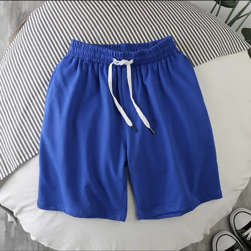 White Shorts Men Japanese Style Polyester Running Sport Shorts for Men Casual Summer Elastic Waist Solid Printed Clothing