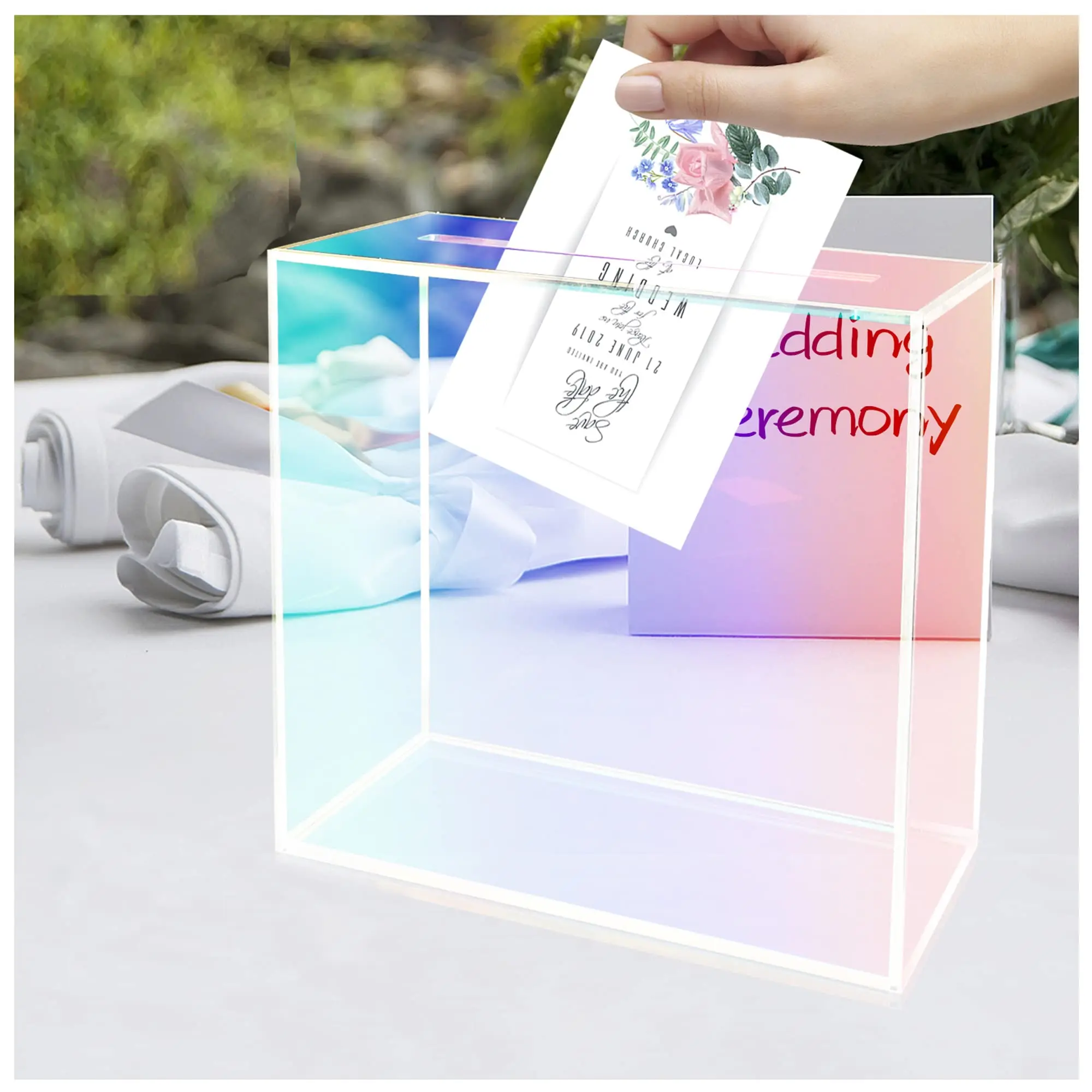 Source Elegant Clear Acrylic Wedding Card Box with Slot Wedding