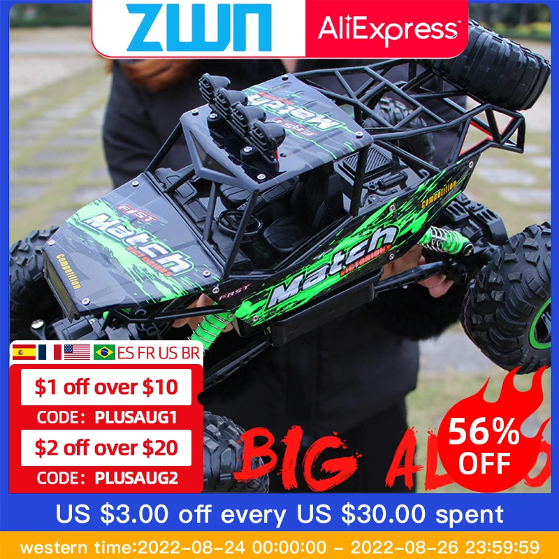 4wd Rc Car With Led Lights 2.4g Radio 