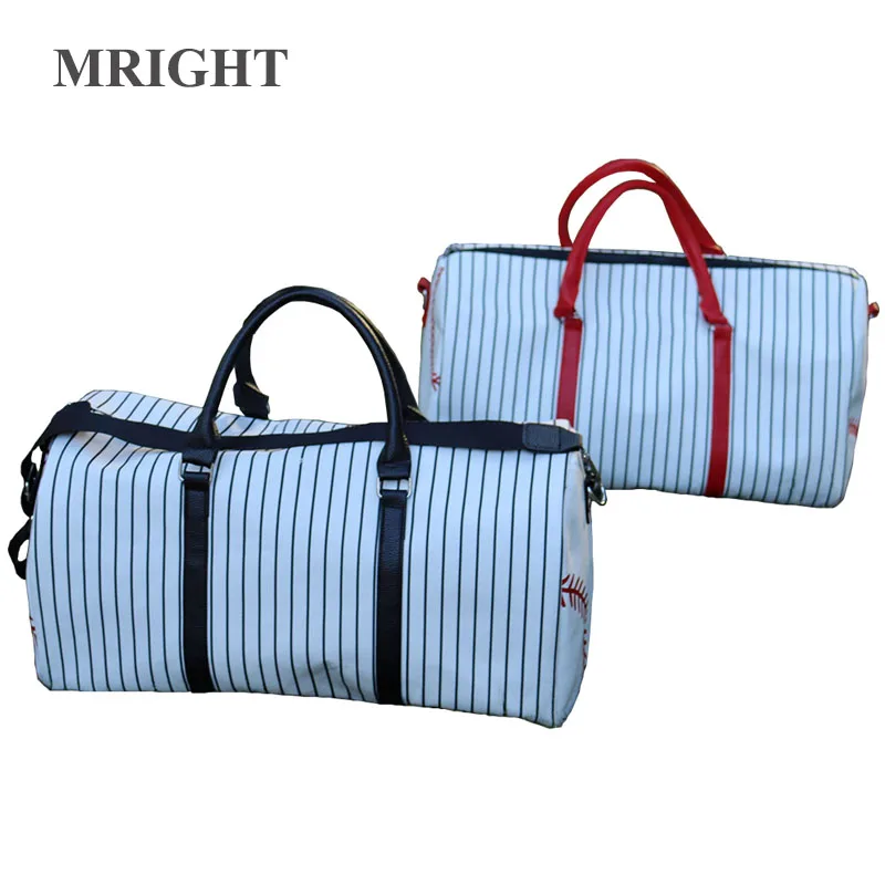 

Large Capacity Stripe Duffle Bag Handles Luggage Travel Bag Luxury Casual Overnight Women Bag Gym Sports Dufflebag Domil1946