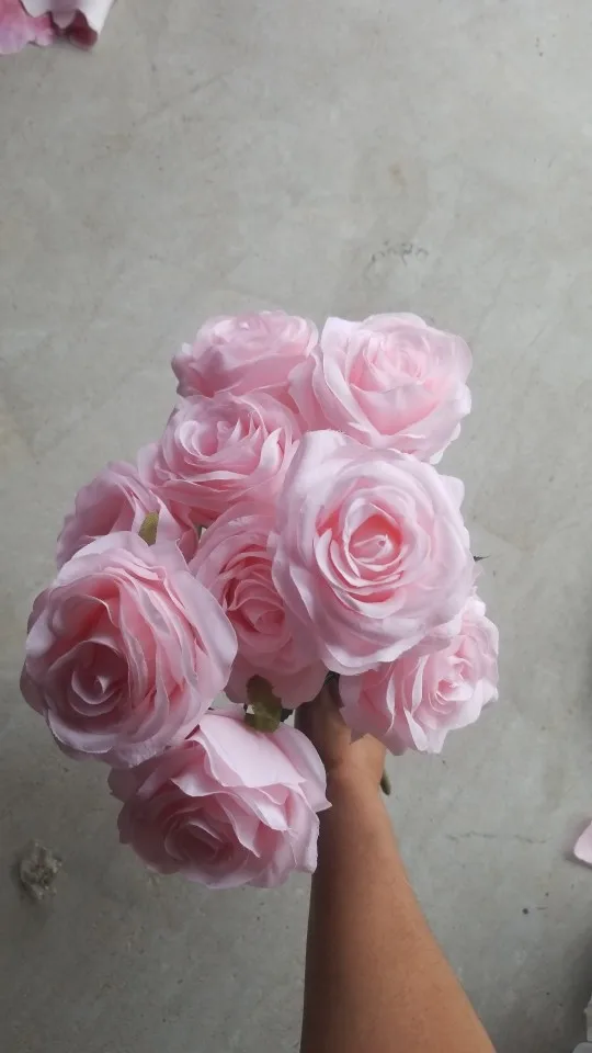 9Head Artificial Pink Rose Bouquet Flower Wedding Bridal Photography Props Home Garden Decoration Simulation Silk Rose Bouquet photo review