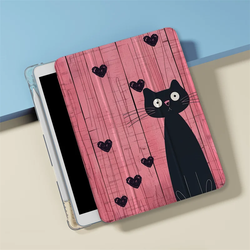 Charming Black Cat with Stripes Tablet Cover