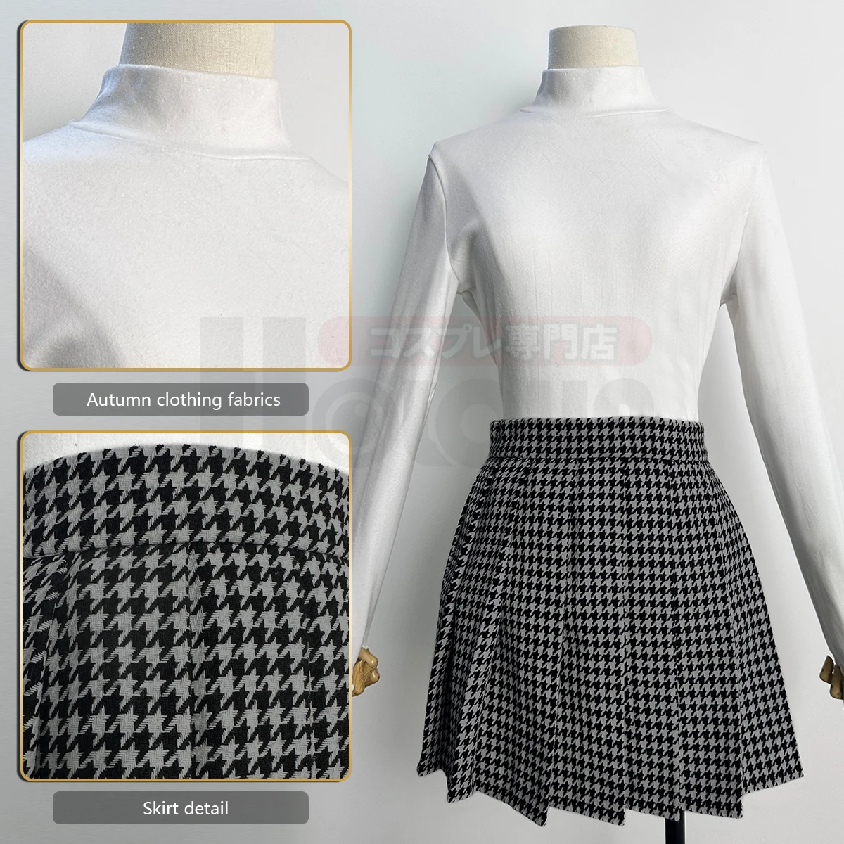 Women Cosplay Costume Kujikawa Rise Cosplay Costume Embroidery School Badge Suit Plaid Pattern Skirt White Shirt Yellow Tie