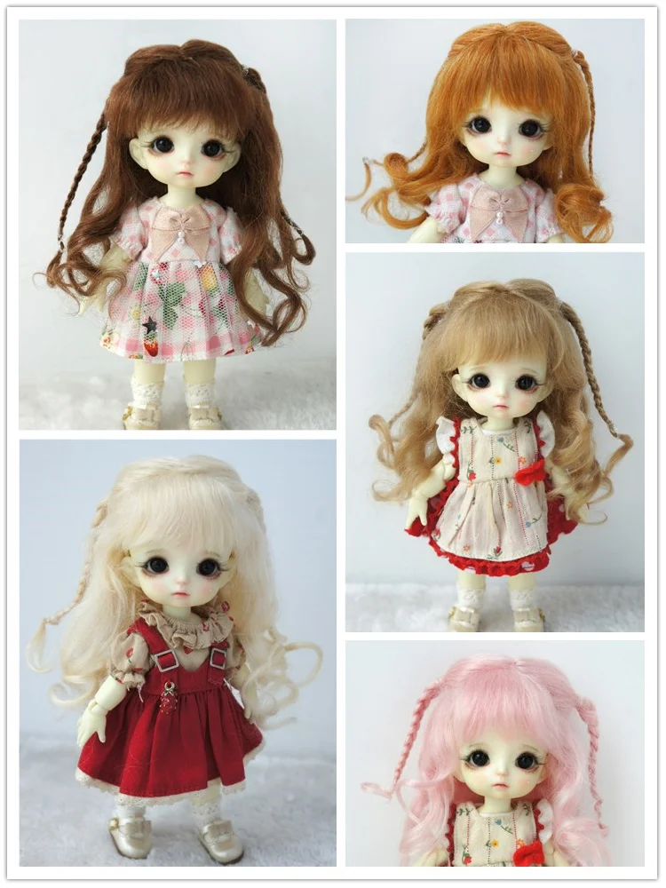 

JD564 1/8 1/6 1/4 1/3 Cute Braids BJD Mohair Wigs From Size 5-6 Inch to 10-11inch Doll Hair OB11 YOSD MSD SD Blythe Accessories