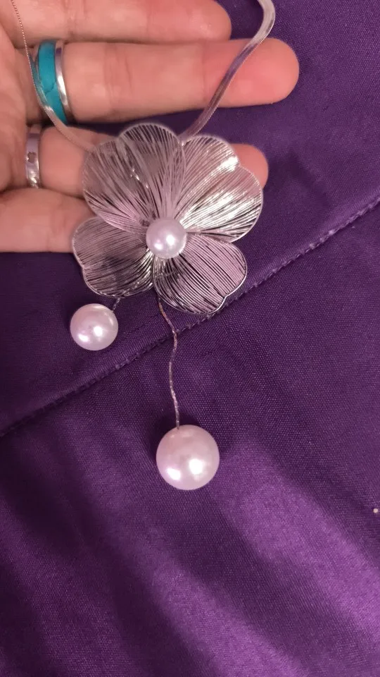 Pearl Pendant Flower Petal Jewelry Set - Snake Chain Choker & Earrings | Whaau photo review