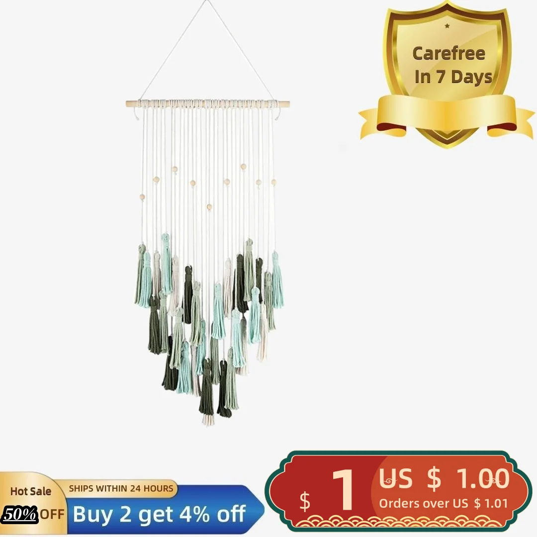 

Hanging Blanket Woven Fabric with Tassels Boho Photo Holder Easy to Hang Good Luck Symbol Home Decor