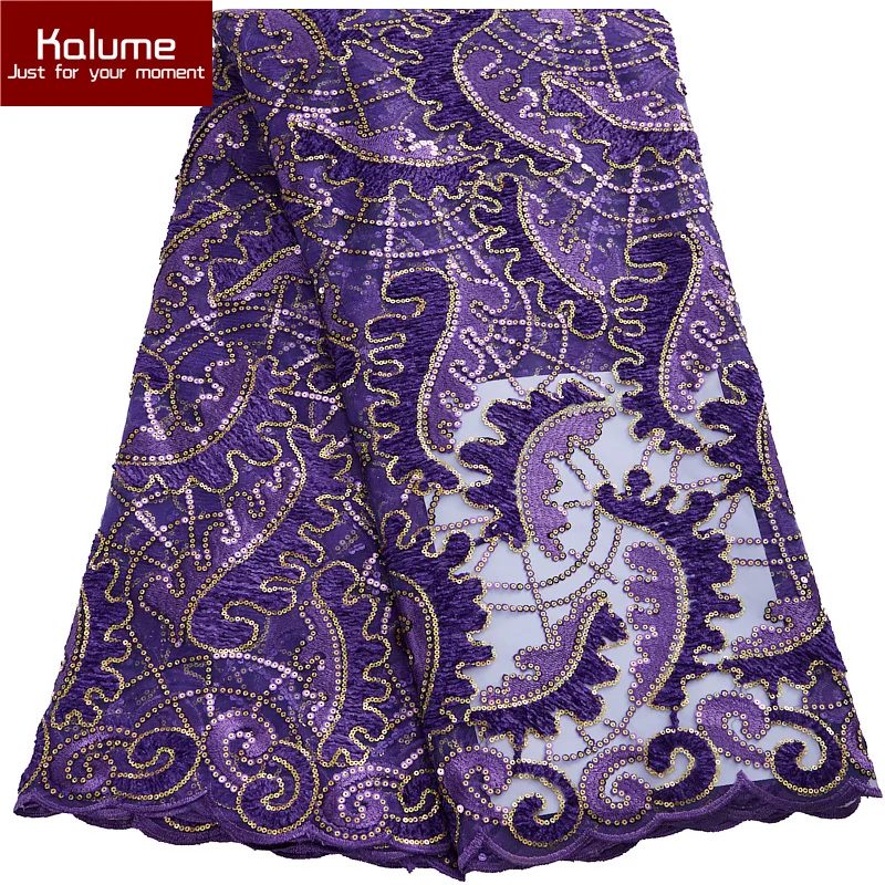 

Высококачественная африканская сетчатая кружевная ткань Kalume с блестками, нигерийское французское Тюлевое кружево, ткани для женщин, для вечернего пошива платья F2976