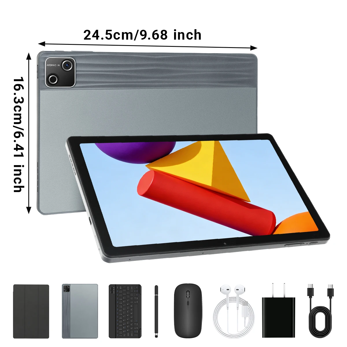 G13L Gray 10.1 Inch Android 16 Tablet PC Octa‑Core Processor 36GB(6+30GB Virtual) 128GB ROM 1TB Expand WiFi6 6800mAh Fast Charging 5MP+8MP Dual Camera Full Accessory Bundle Keyboard Mouse Stylus Case Headset Business Learning Tablet US Local Warehouse