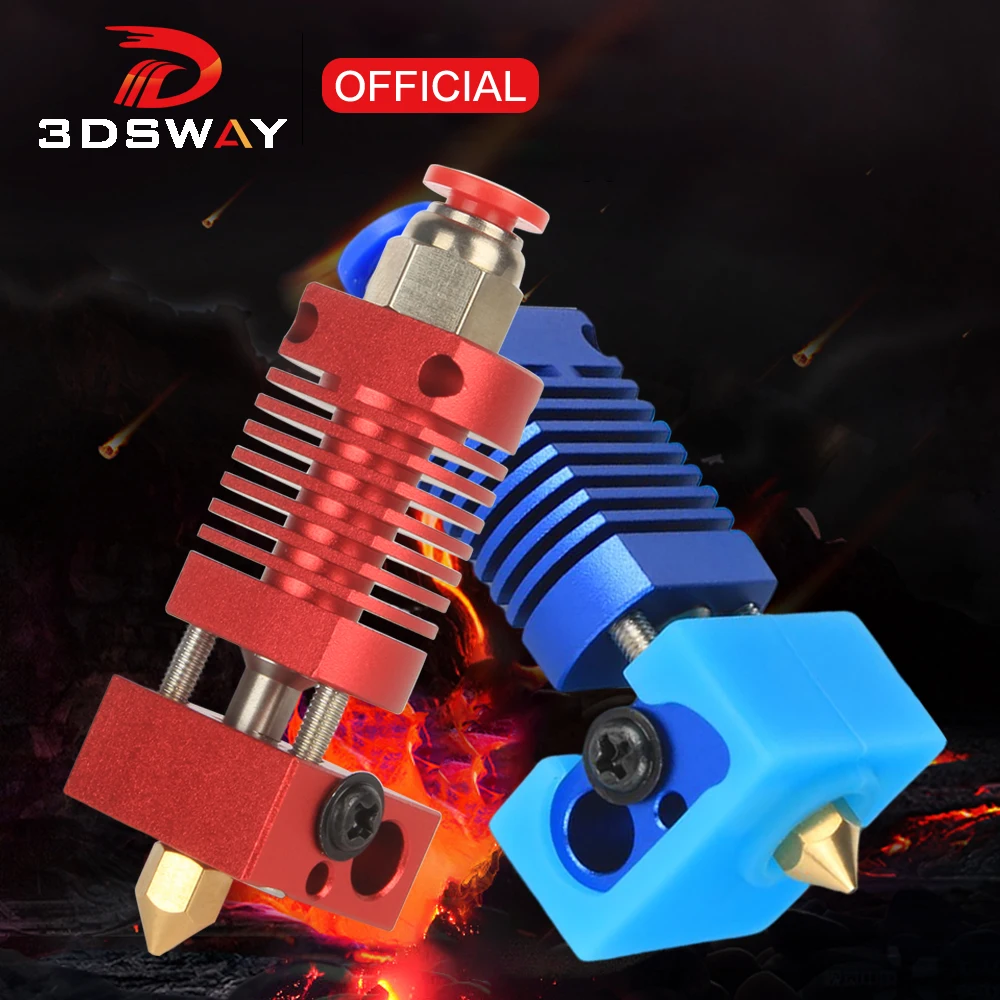 3DSWAY MK8 MK7 Hot End Kit for Ender 3 CR10 Hotend Printer 1.75mm 0.4mm Nozzle Aluminum Heating Block 3d Printer Accessories 3d printer parts brass heated block high temperature resistant extruder heating block for ender 3 cr10 hotend v6 nozzles