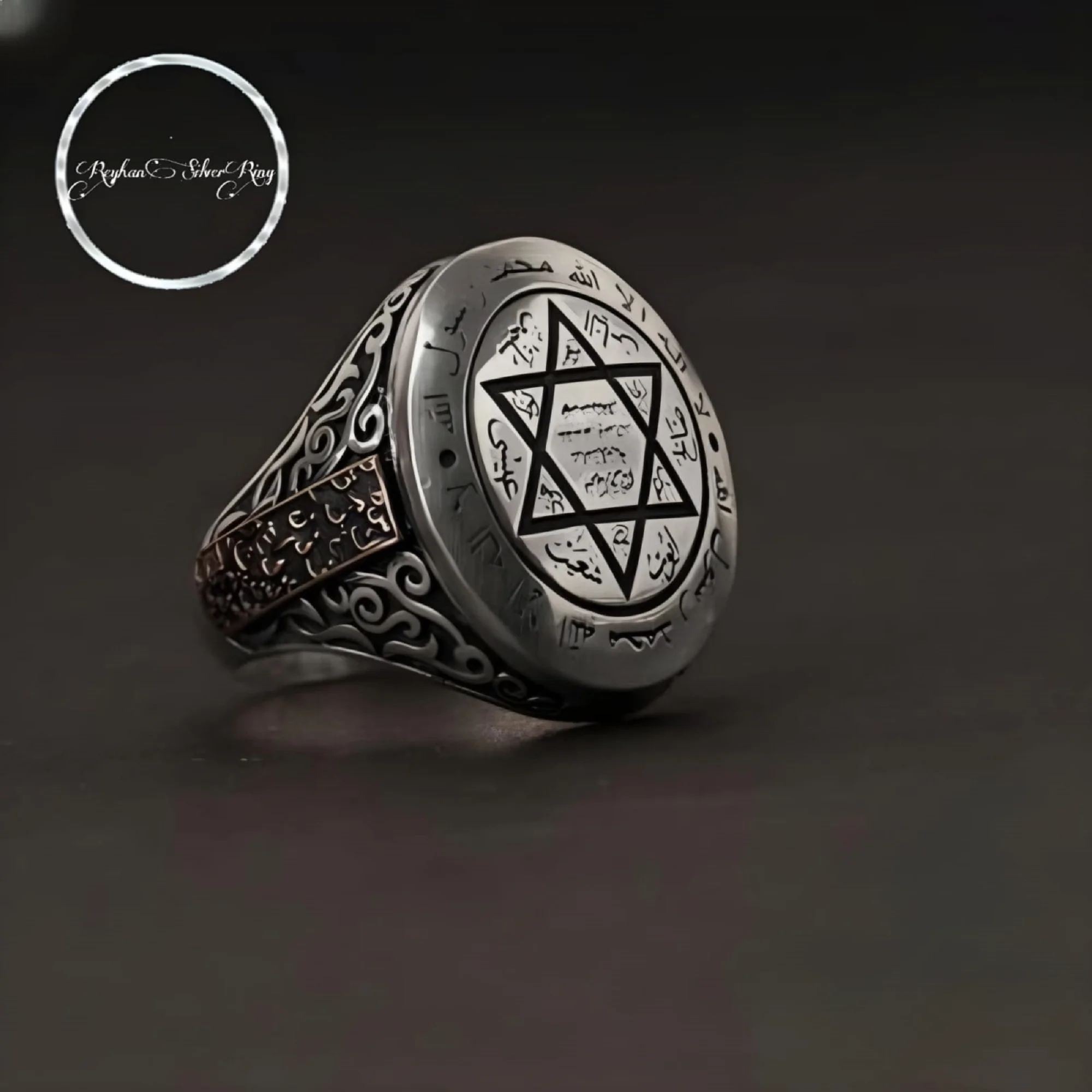 Solid 925 Sterling Silver Seal Of Solomon Ring, Handmade Silver Jewelry, Round Men Ring, Gift For Her, Talisman Ring antioxidant jewelry box transparent pe film seal organizer for earring necklace storage holder bracelet ring floating display