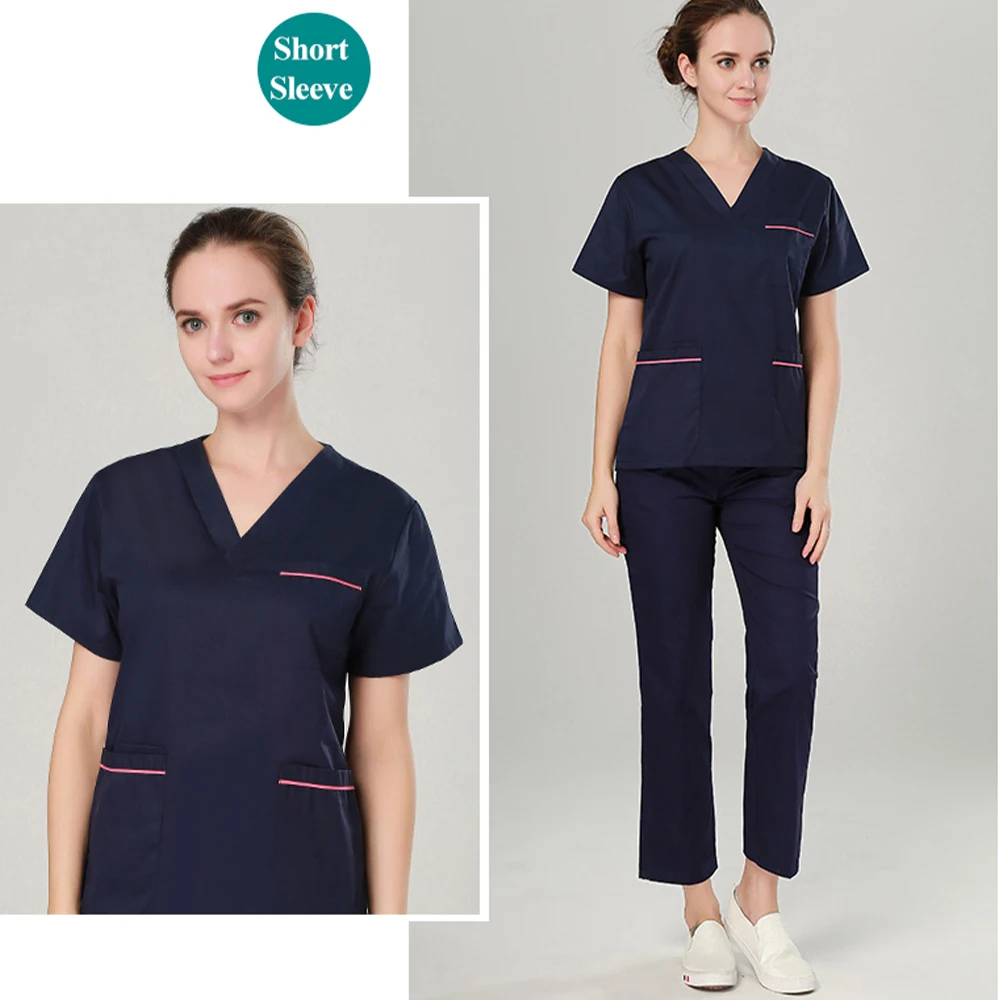 Durable Medical Scrubs Nurse Uniform Doctor Hospital Workwear Surgical Scrub Set Poplin Sanitary Clinical Aesthetic Suit 102